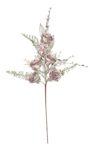 HASTE C/ VERDURA E ROSAS FLOCADA