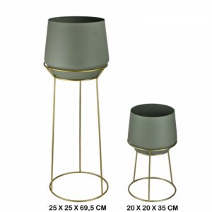 CJ 2 POTES C/ BASE DOURADA REDONDA