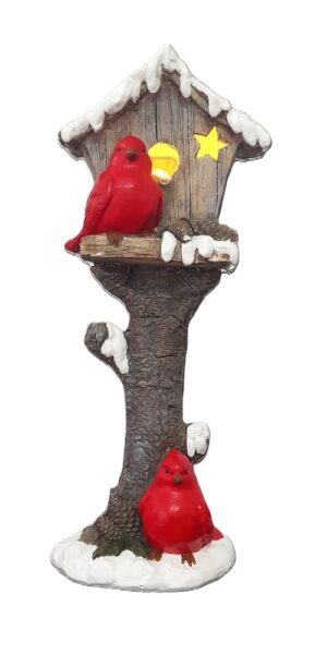 TRONCO EM LOUÇA C/ NINHO E PÁSSAROS C/ LUZ