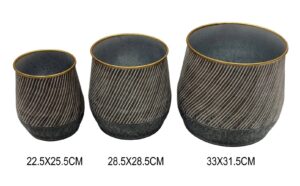 CONJ. 3 POTES EM METAL