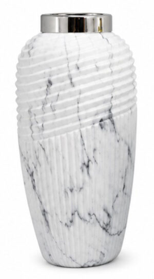 VASO EM CERÂMICA C/ ANEL CINZENTO EM METAL