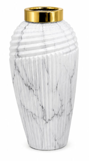 VASO EM CERÂMICA C/ ANEL CINZENTO EM METAL